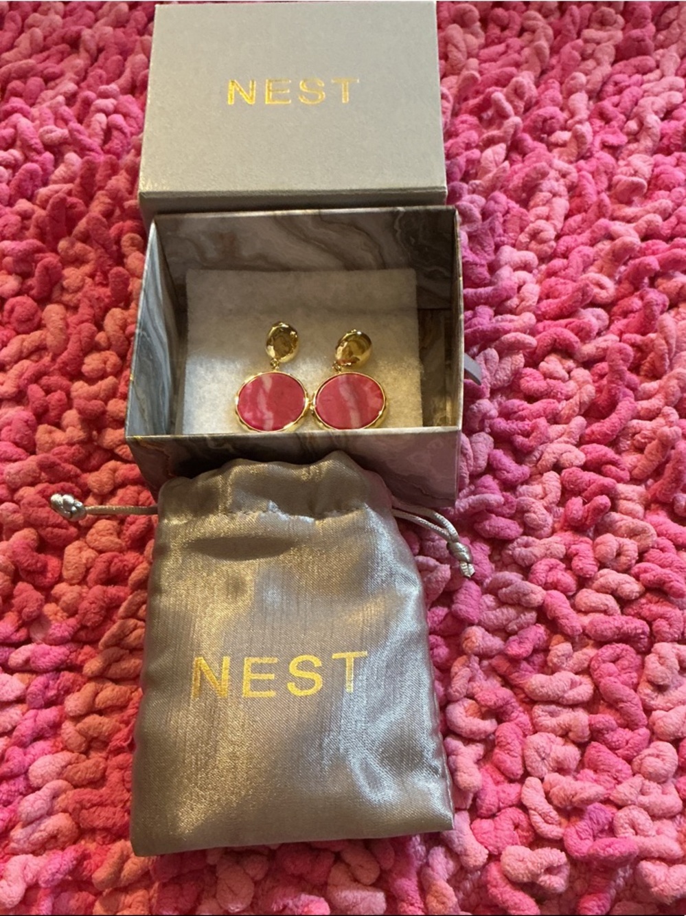 NEST Pink &‎ Gold Drop Earrings